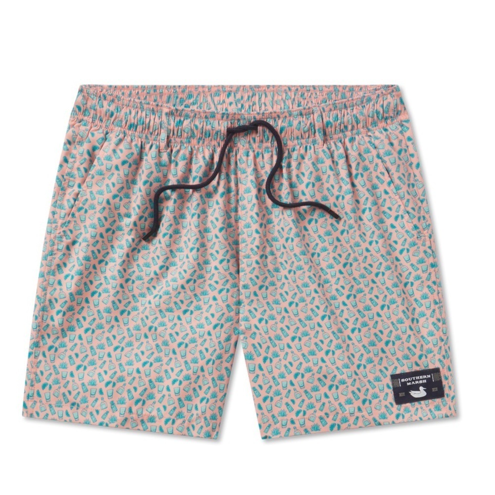 NWT Men’s SOUTHERN MARSH Harbor swim trunks- Salt & Lime. Peach/teal limes - Picture 3 of 5